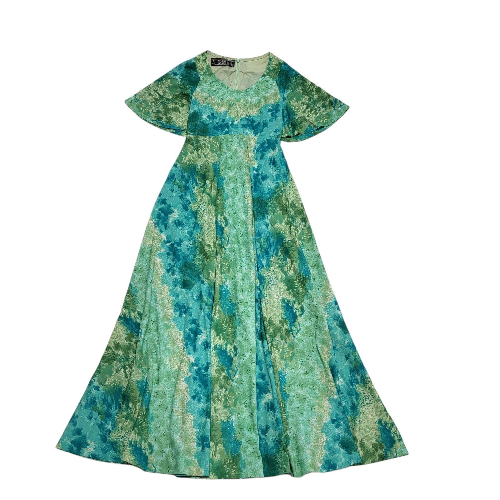 70s Vintage After Eight Green Retro Summer Maxi Dress Women's Size 8