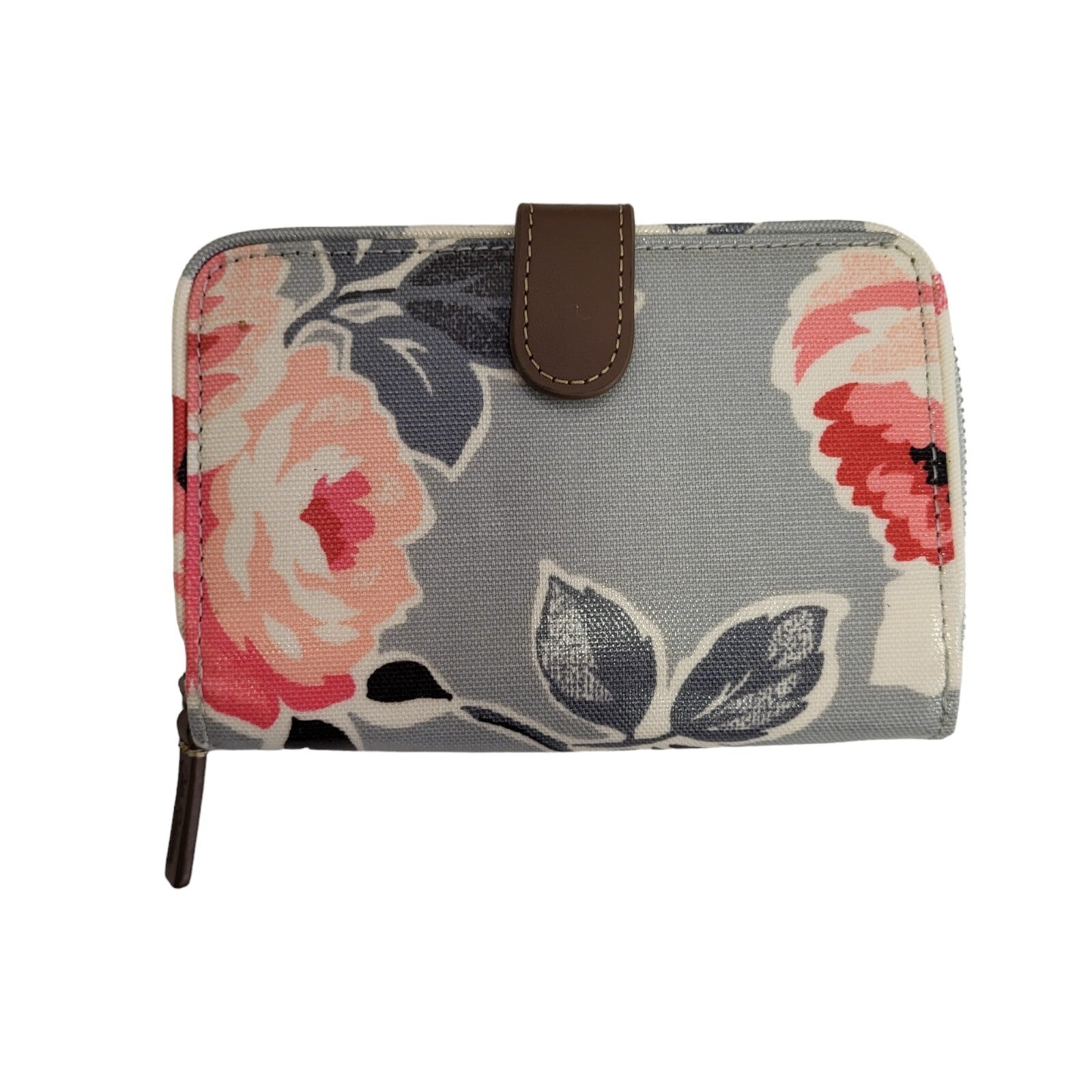 Cath Kidston Grey Pink Zip Floral Shoulder Bag Purse Uk Women's Size 9" x 13.5"