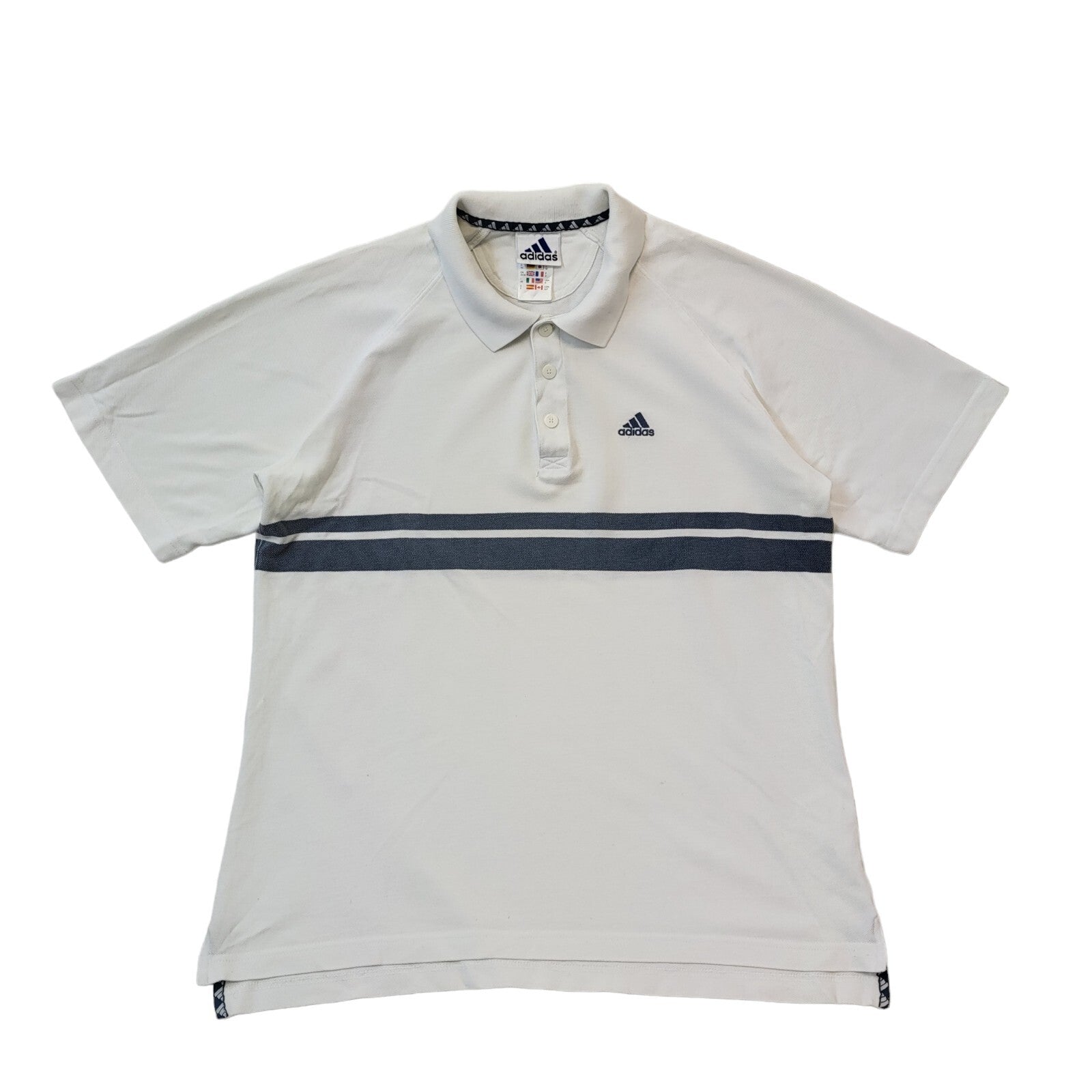Adidas 90s Vintage White Short Sleeve Polo Top Shirt Men's Size Medium