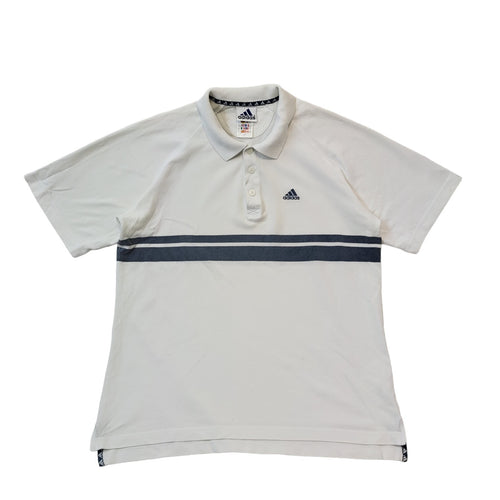 Adidas 90s Vintage White Short Sleeve Polo Top Shirt Men's Size Medium