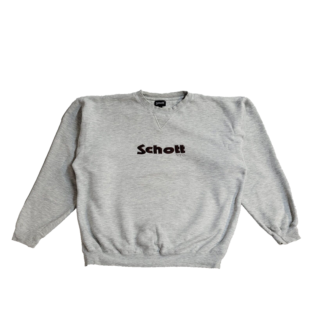 Schott Vintage Y2K Grey Sweatshirt Uk Men's Size XL
