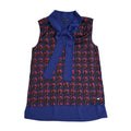 Tommy Hilfiger Blue, Black & Red Sleeveless Tie Neck Top Women's UK Size XS