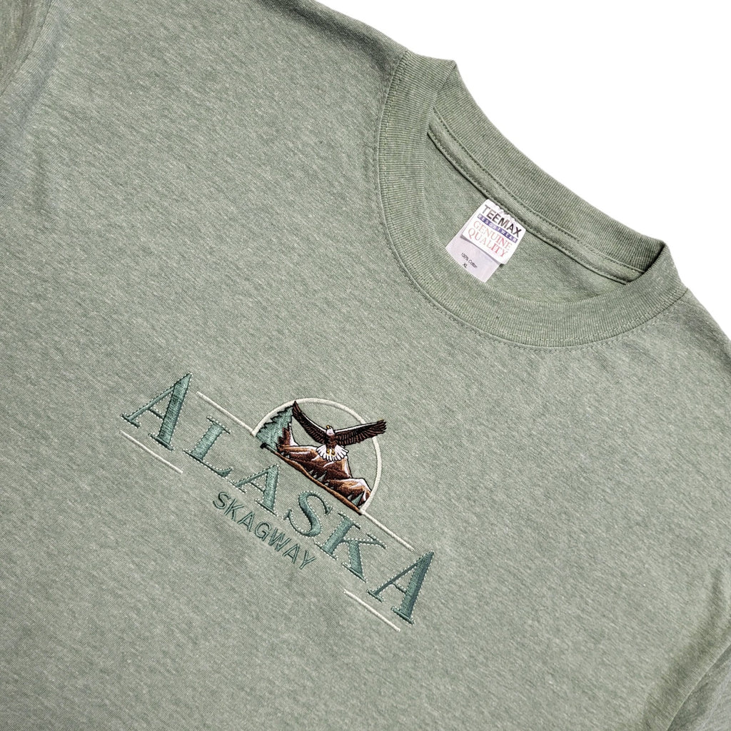 Alaska Skagway Teemax Green Vintage 90s  Short Sleeve T-Shirt Uk Men's XL