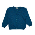 Vintage 80s Blue Button Thin Knit Cardigan Uk Women's Size Medium