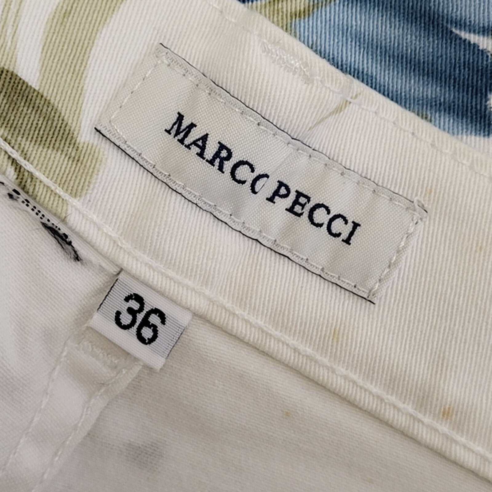 Marco Pecci White Blue Floral Straight Leg Denim Jeans Uk Women's 8 W26 L30