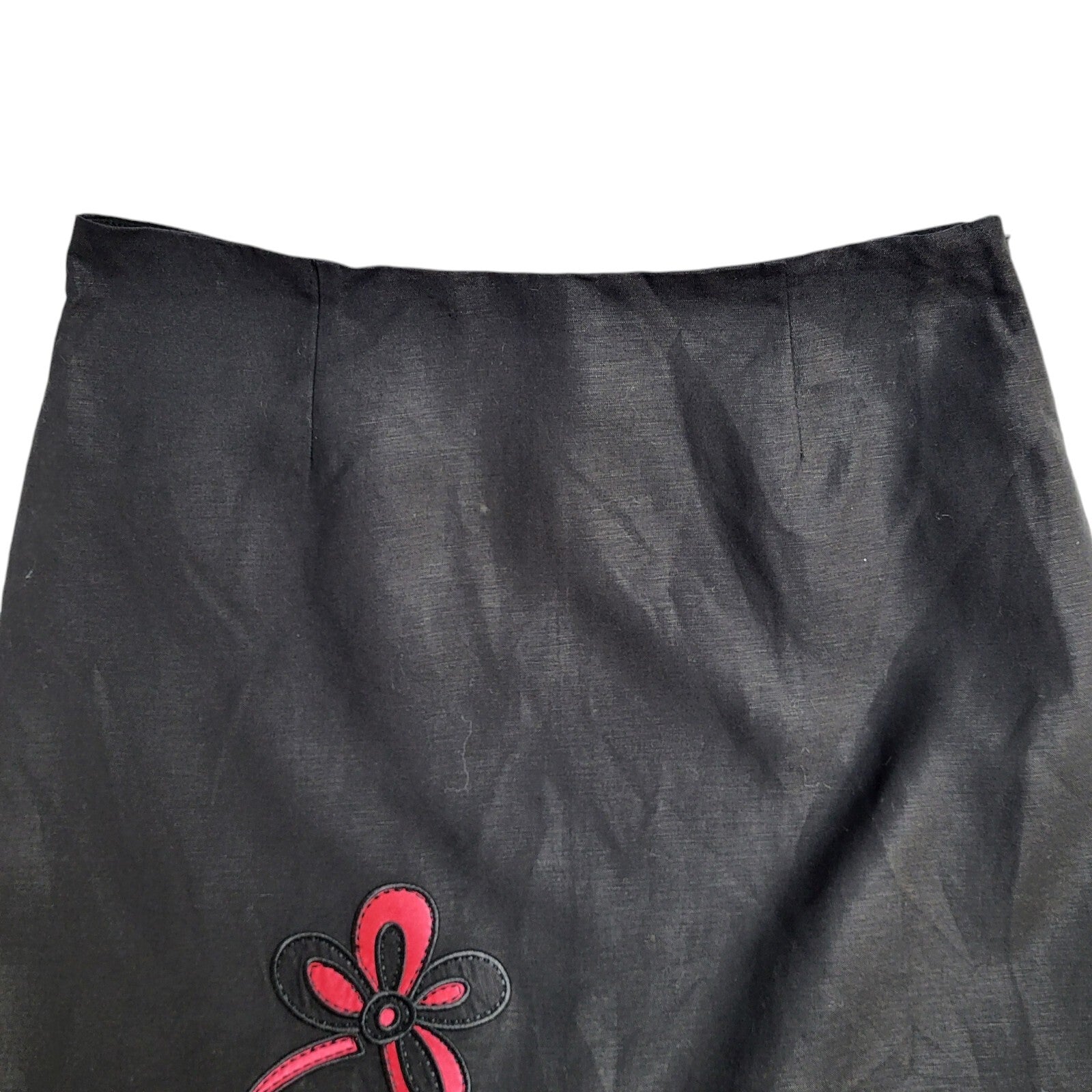 Klass Collection 90's Black A-Line Floral Midi Skirt BNWT Women's Size 14 W32