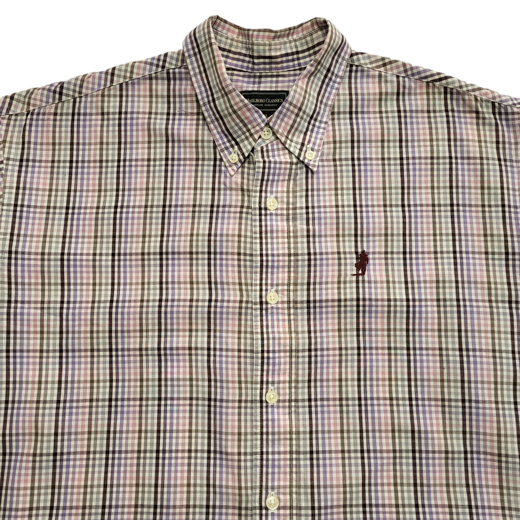 Marlboro Classics 90's Pink & Purple Check Long Sleeve Shirt Uk Men's UK L