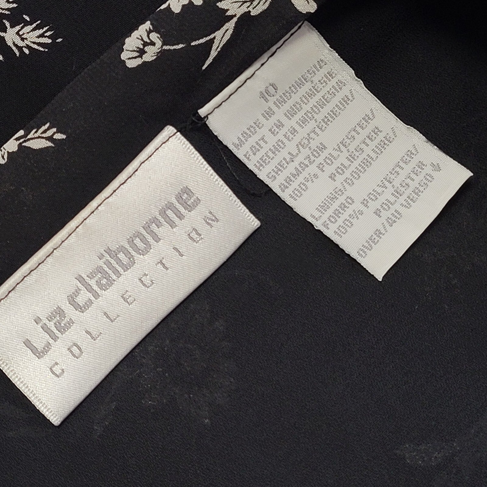 Liz Claiborne Vintage 90's Black & White Floral Blouse Womens UK Size 10