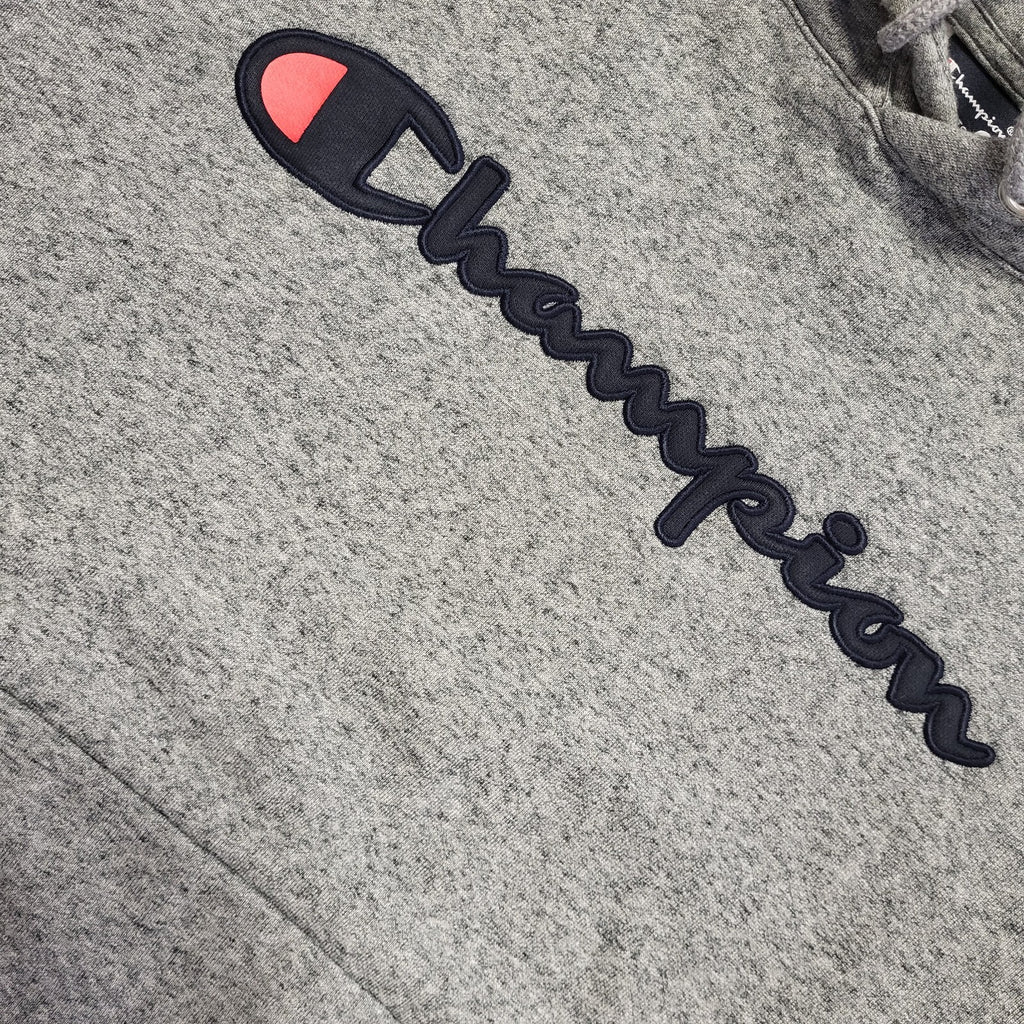 Champion Y2K Grey Short Sweatshirt Pullover Hoodie Uk Men' Size Large