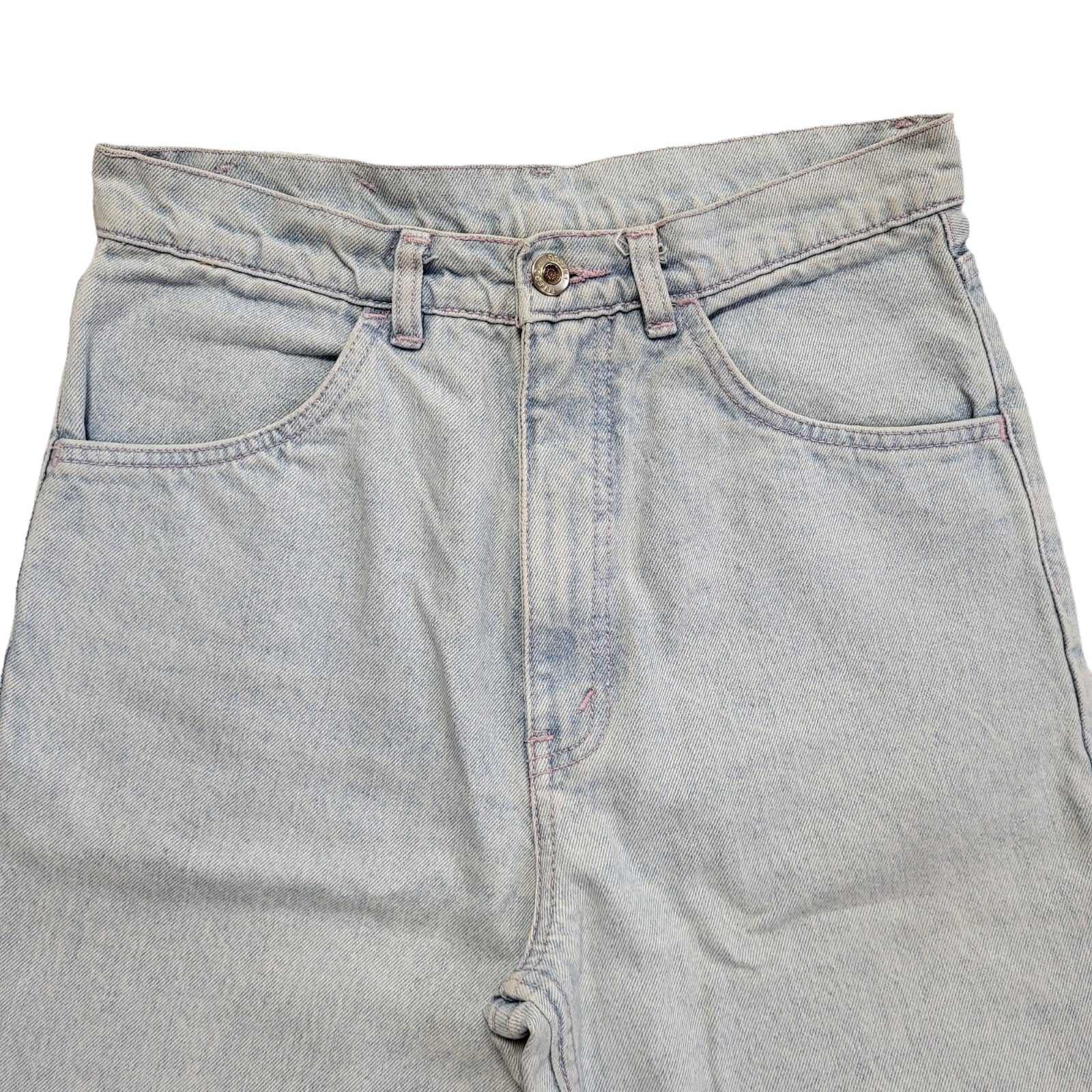 Les Fleurs Vintage 90's Light Blue Zipped Denim Shorts Uk Women's Size M W28