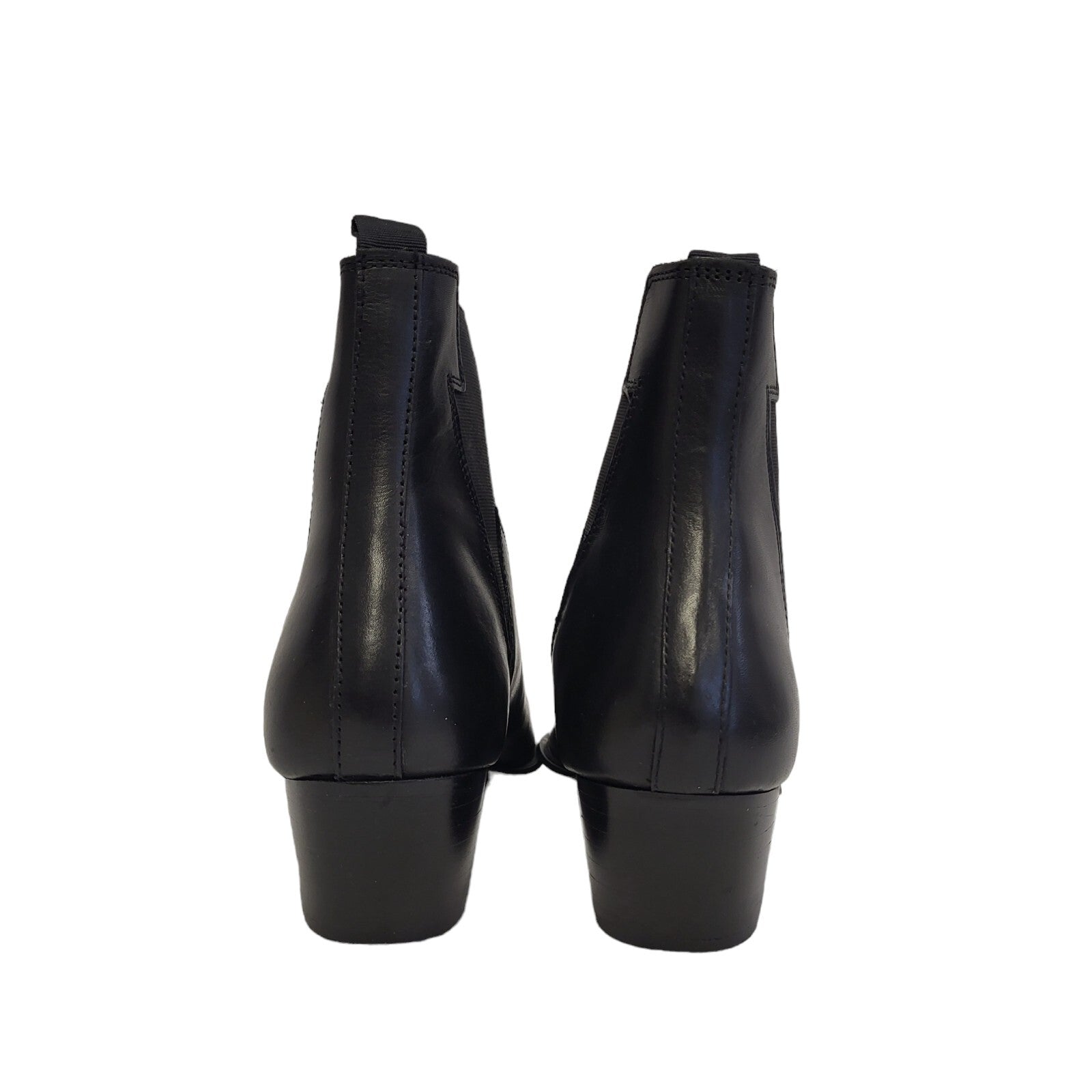 Asos Black Leather Slip-on Heel Boots Uk Women's Size 7