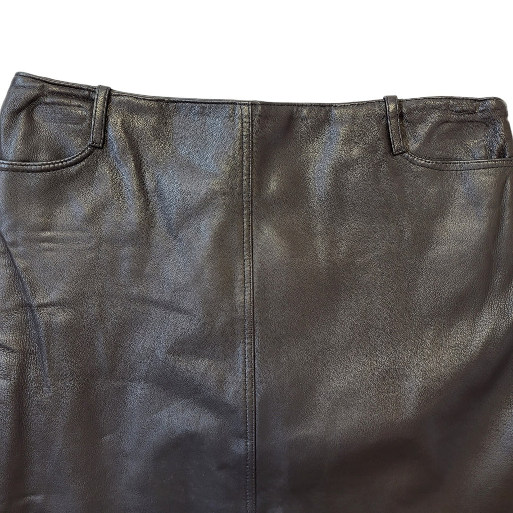 Wallace Sacks 90s Vintage Brown Leather Skirt Women's Size 10 W28