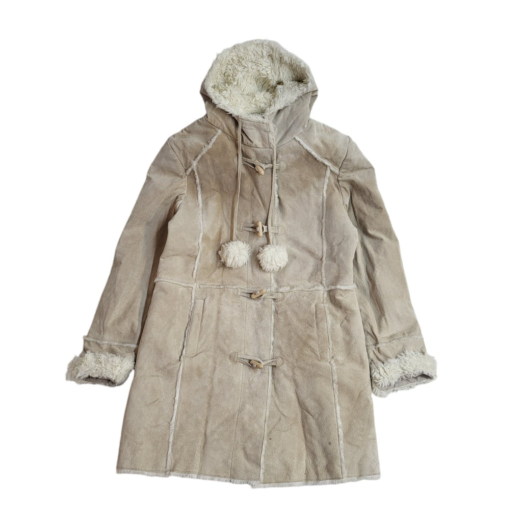 Dorothy Perkins Vintage Y2k Beige Hooded Faux Fur Women's UK 14 Bnwt