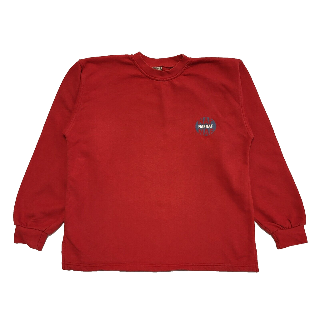 Naf Naf Vintage 90's Red Over-sized Sweatshirt Uk Women's Size M