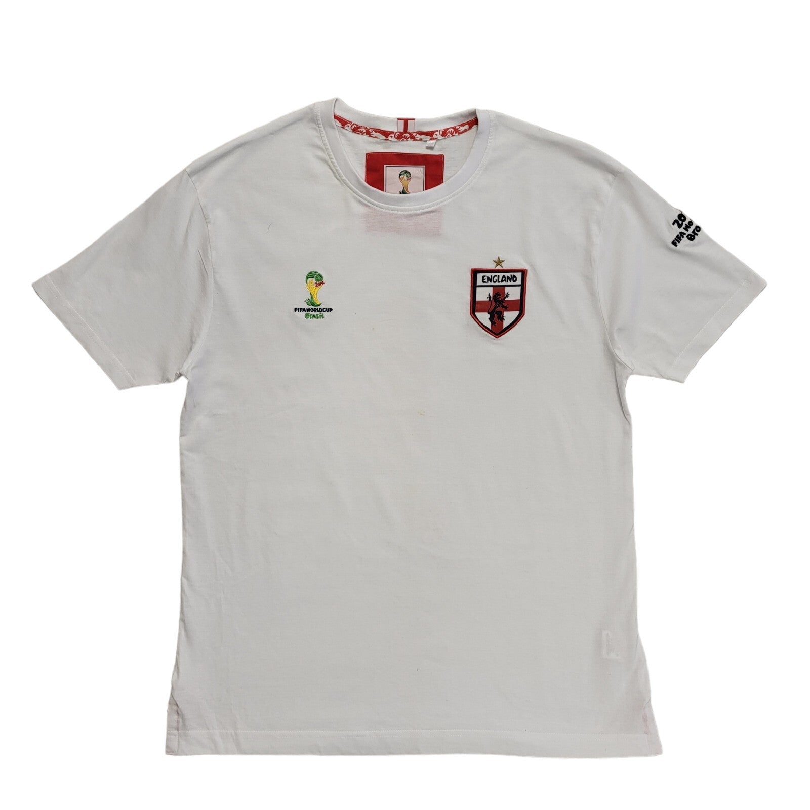 Fifa World Cup Brazil Vintage Y2k England White T-Shirt Uk Men's Size L