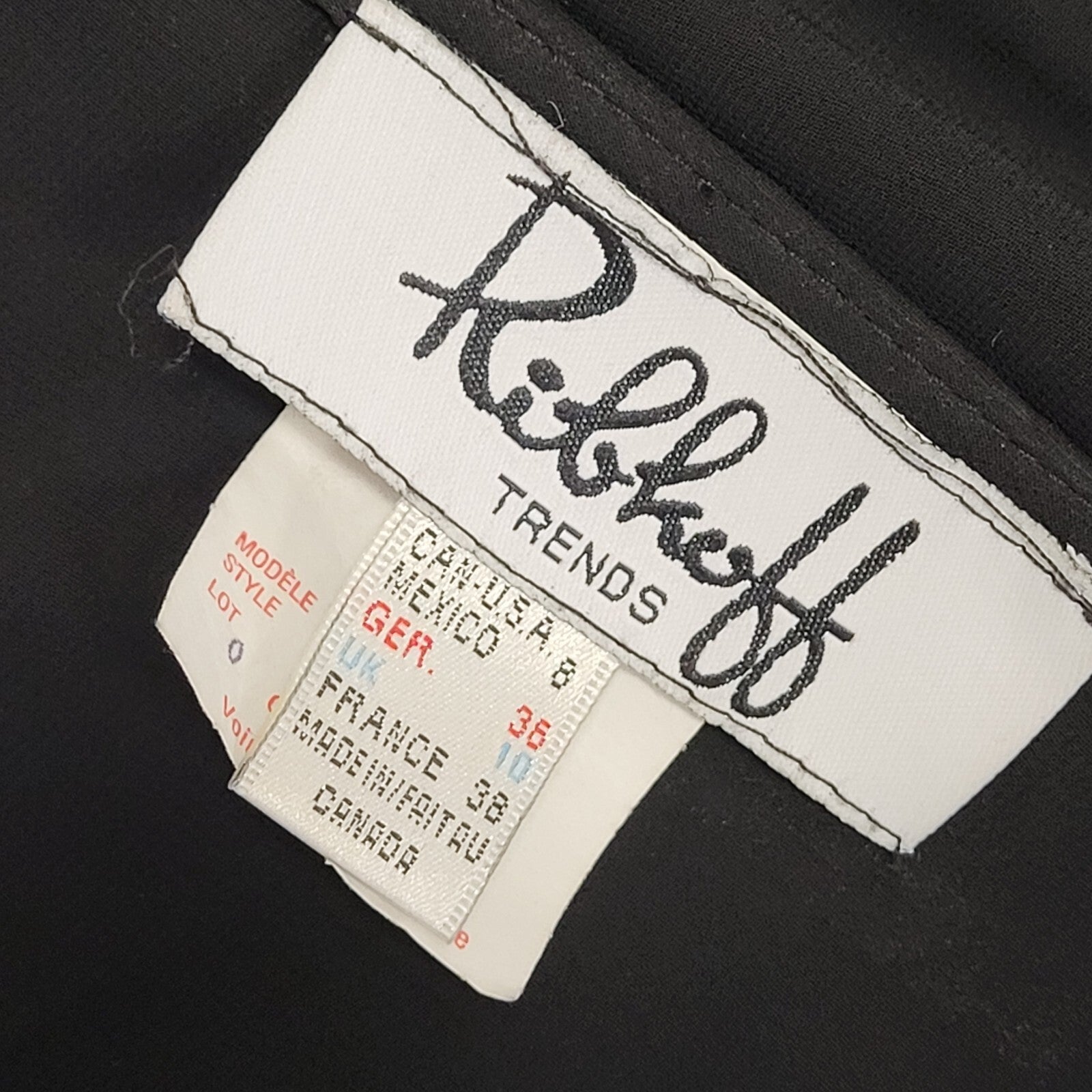 Ribhoff Vintage 80's Black High Low Midi Skirt Women's UK Size 10 W28