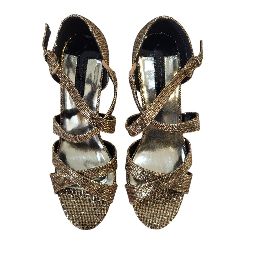 Dorothy Perkins Becca Gold Buckle Heel Shoes Uk Women's Size 6