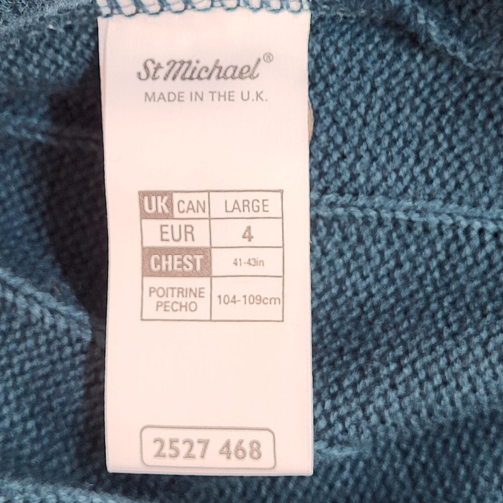 Marks & Spencer Knitted Cardigan Vintage 90s Green Button UK Men's Size L