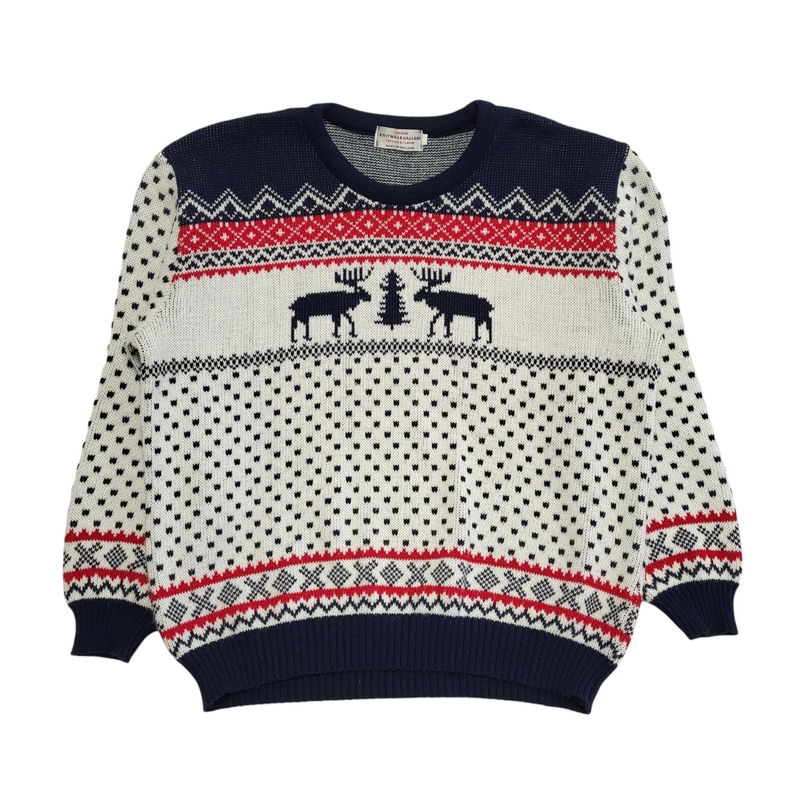London Knitwear Vintage 90's Blue,White & Red Christmas Jumper Mens UK XL