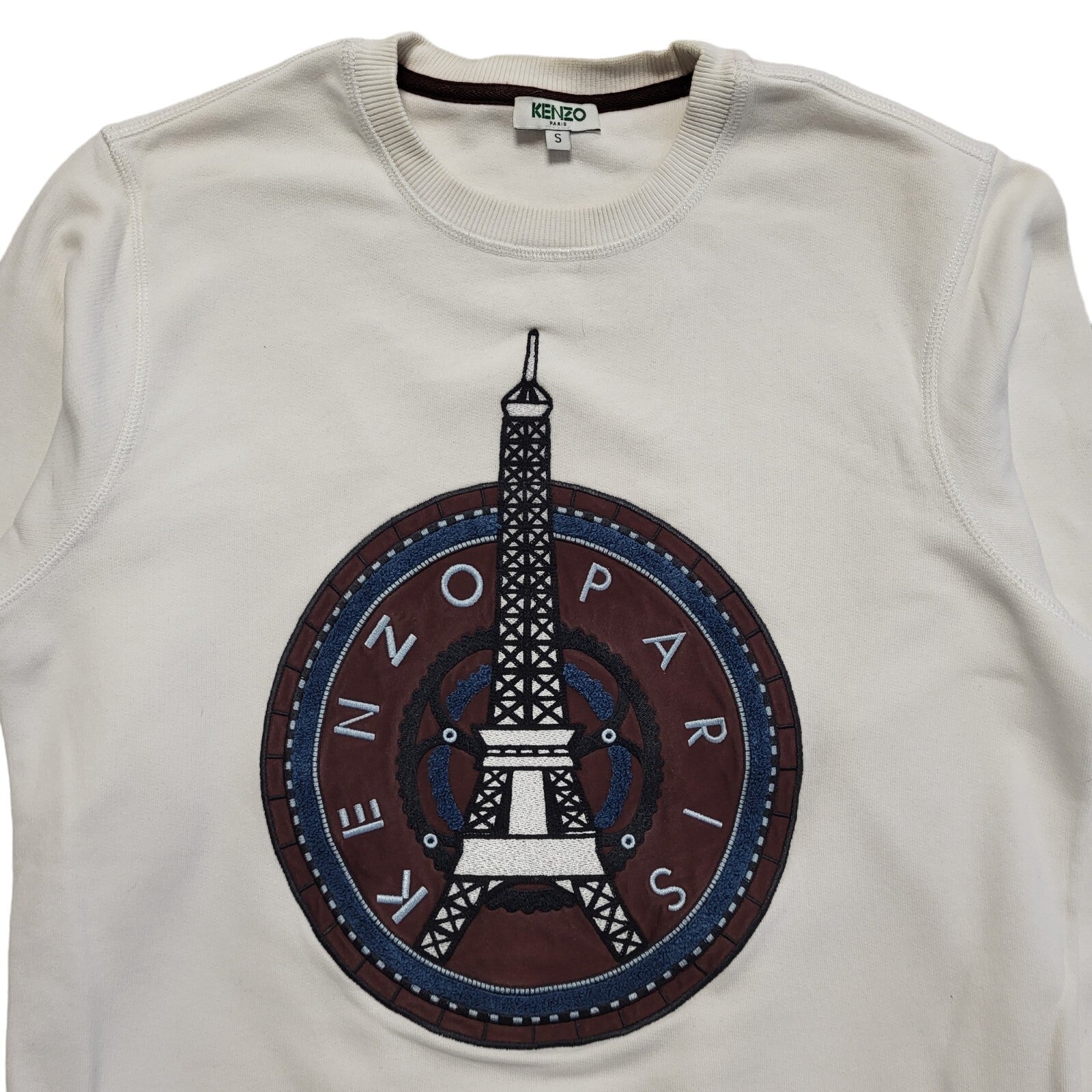 Kenzo White Modern Long Sleeve Sweatshirt Womens UK Size S