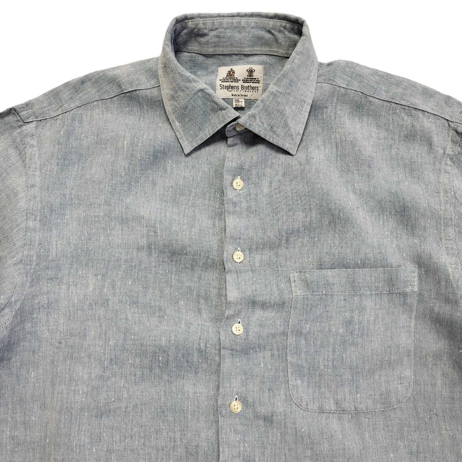 Stephens Brothers Vintage 90's Blue Short Sleeve Shirt Uk Men's Size M