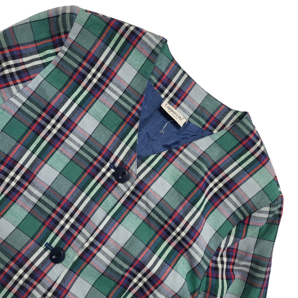 Cappuccini 80s Vintage Blue Check Jacket Uk Women's Size 14