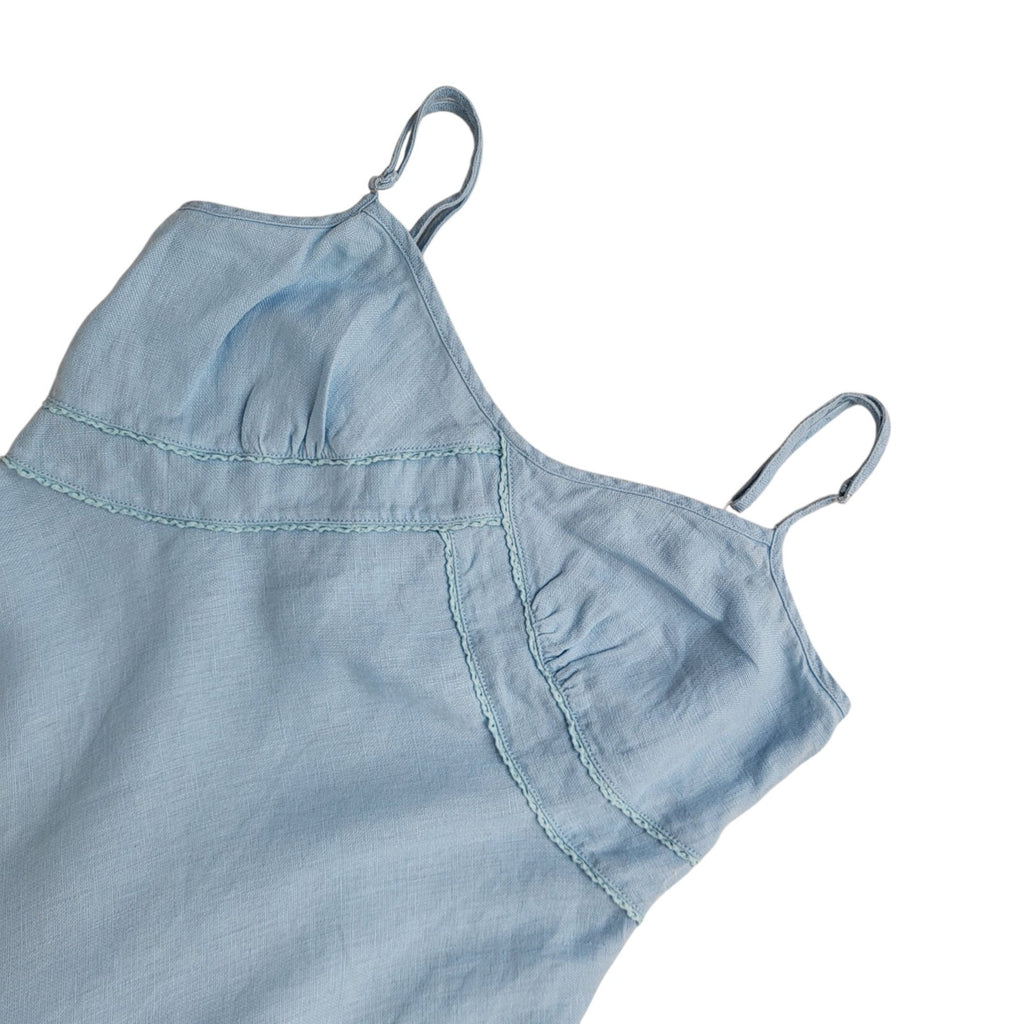 Fat Face Dress Linen Baby Blue A-Line Dress Women's 14