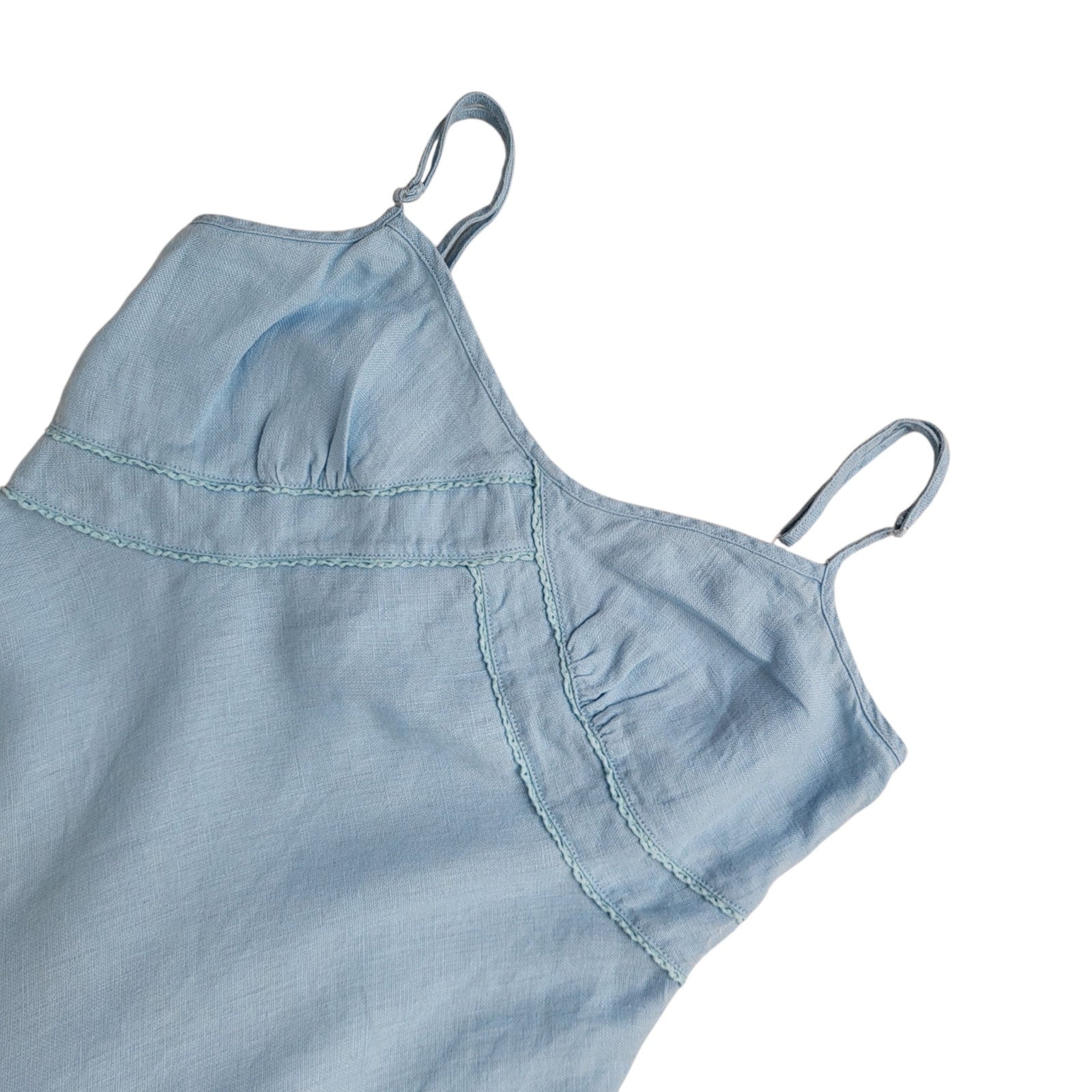 Fat Face Dress Linen Baby Blue A-Line Dress Women's 14