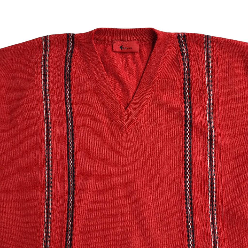 Gabicci Vintage 90's Red V-Neck Jumper UK Men's Size Large