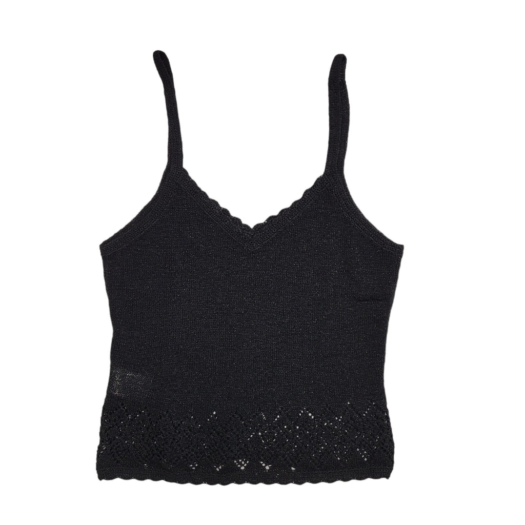 Next Vintage Y2K Black Sparkly Strap Top Womens UK Size 12