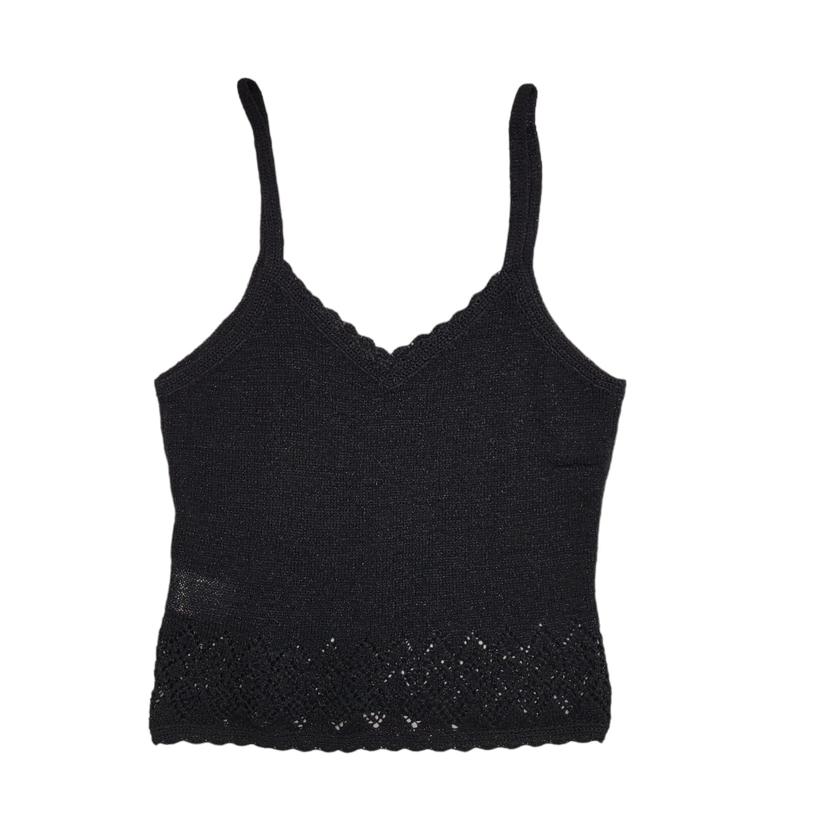 Next Vintage Y2K Black Sparkly Strap Top Womens UK Size 12