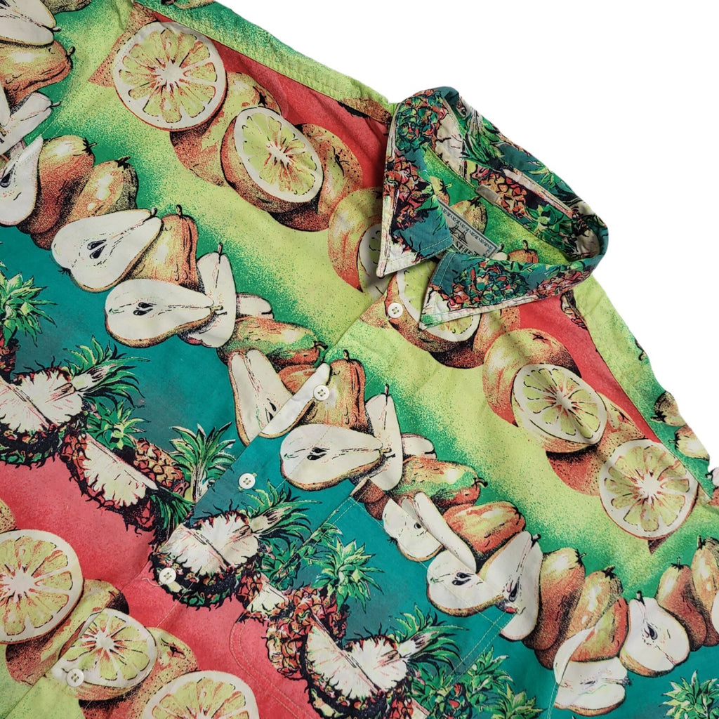 Tower Shirt 90s Green Pink Fruit Short Sleeve Retro Shirt Uk Men's Size L/XL
