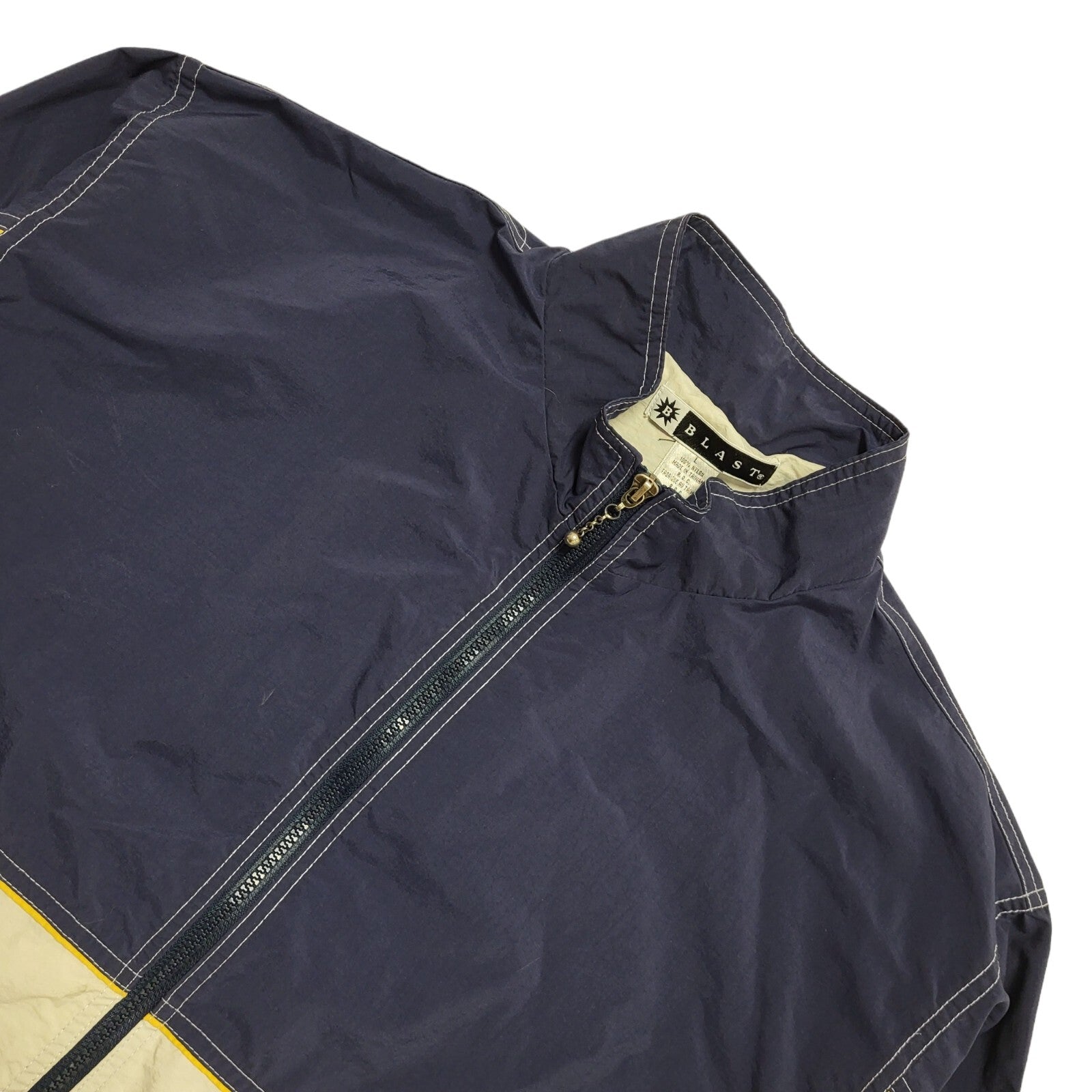 Blast Vintage 90s Blue & White Zipped Bomber Jacket Men's Size Large