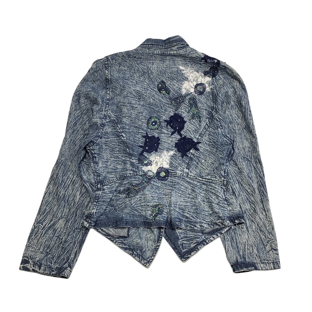 Marciano Bleach Blue 80s Vintage Button Denim Jacket Uk Women's Size 12