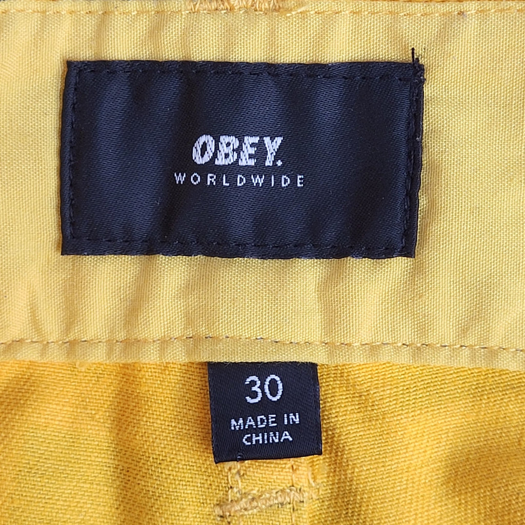 Obey Clothing Y2K Yellow Straight Leg Jeans Uk Men's S W30-32 L29
