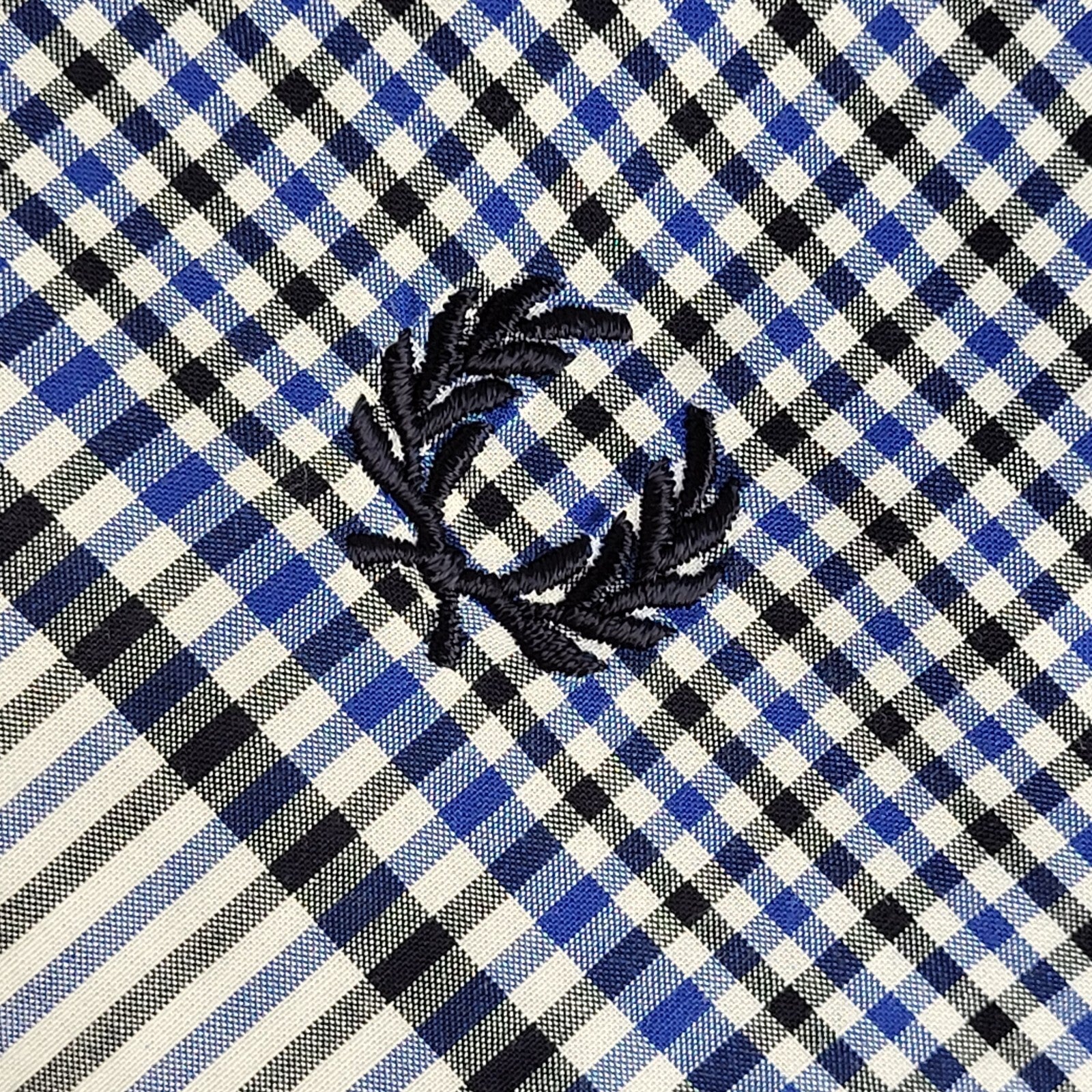 Fred Perry Vintage 90's Blue Checked Slim Fit Long Sleeve Shirt Mens UK M