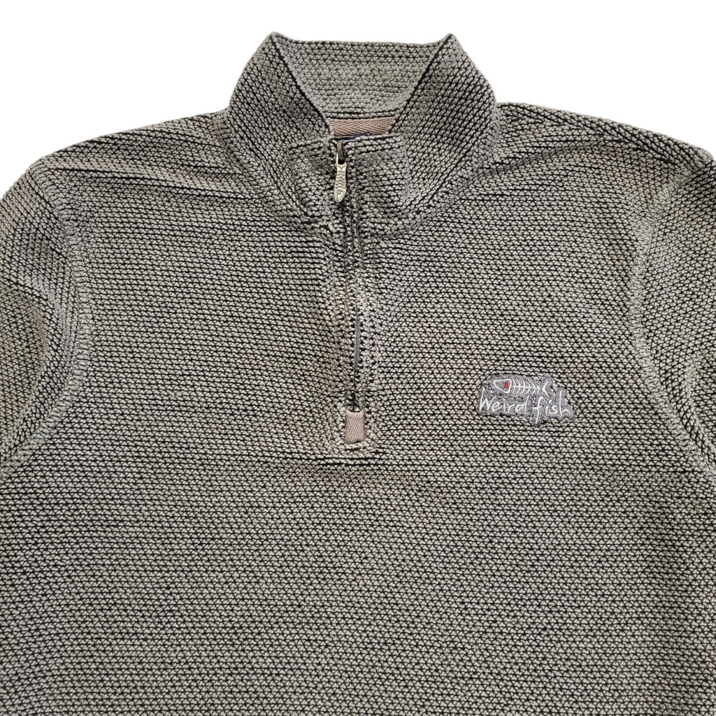 Weird Fish Grey Y2k 1/4 Zip Jumper Uk Men's Size XL