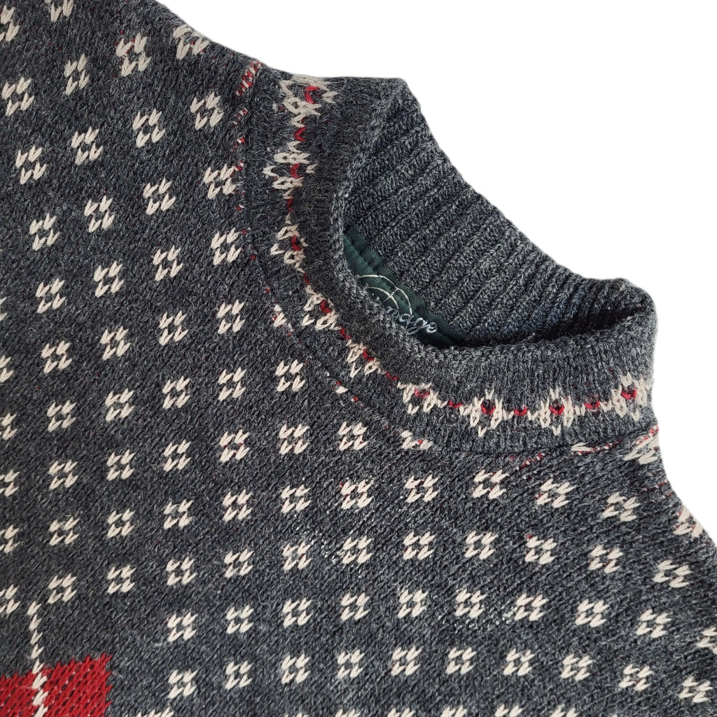 Espionage Vintage 90's Grey & Red Jumper UK Men's Size Medium