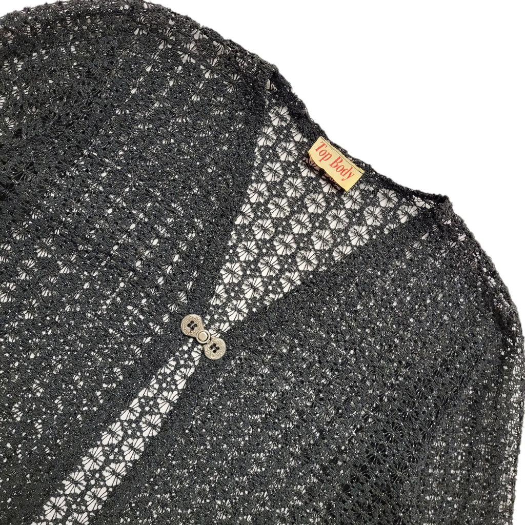 Top Body Vintage 80's Black Clasp Front Long Sleeve Cardigan Womens M/L