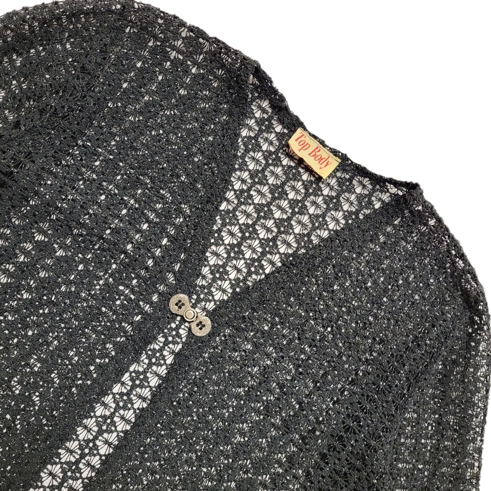 Top Body Vintage 80's Black Clasp Front Long Sleeve Cardigan Womens M/L