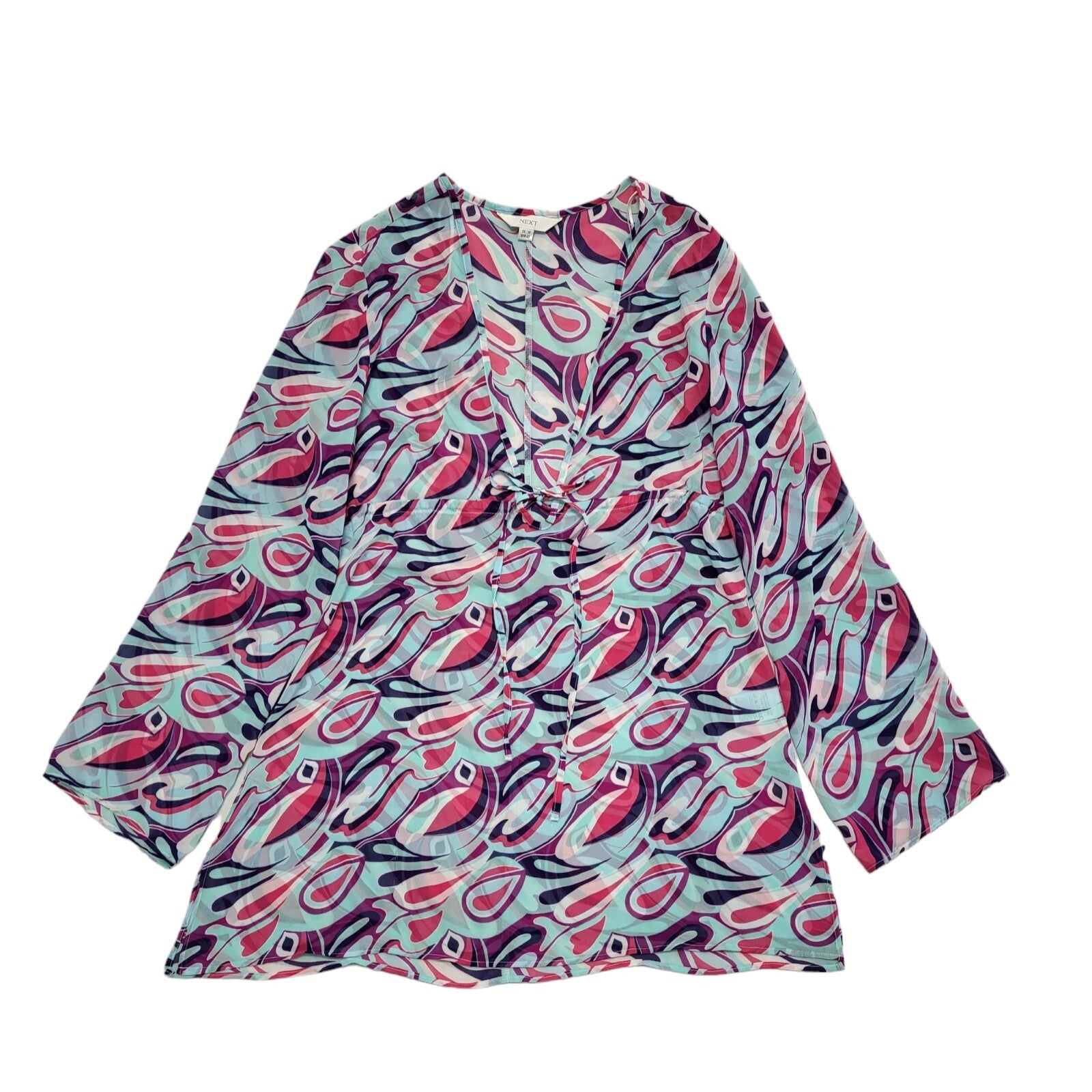 Next Y2K Vintage Blue & Pink Retro Tunic Top Womens UK Size 14