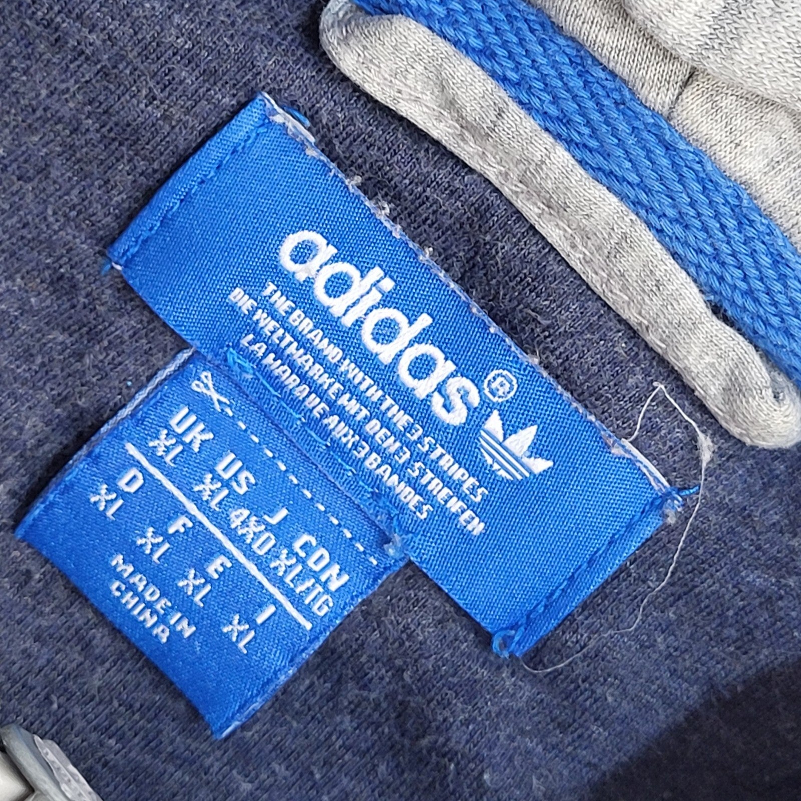 Adidas Grey Y2K Drawstring Full Zip Sports Hoodie UK Men's Size XL