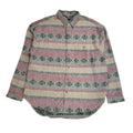 Turbo 90s Pink & Green Geometric Long Sleeve Flannel Shirt Uk Men's Size Large