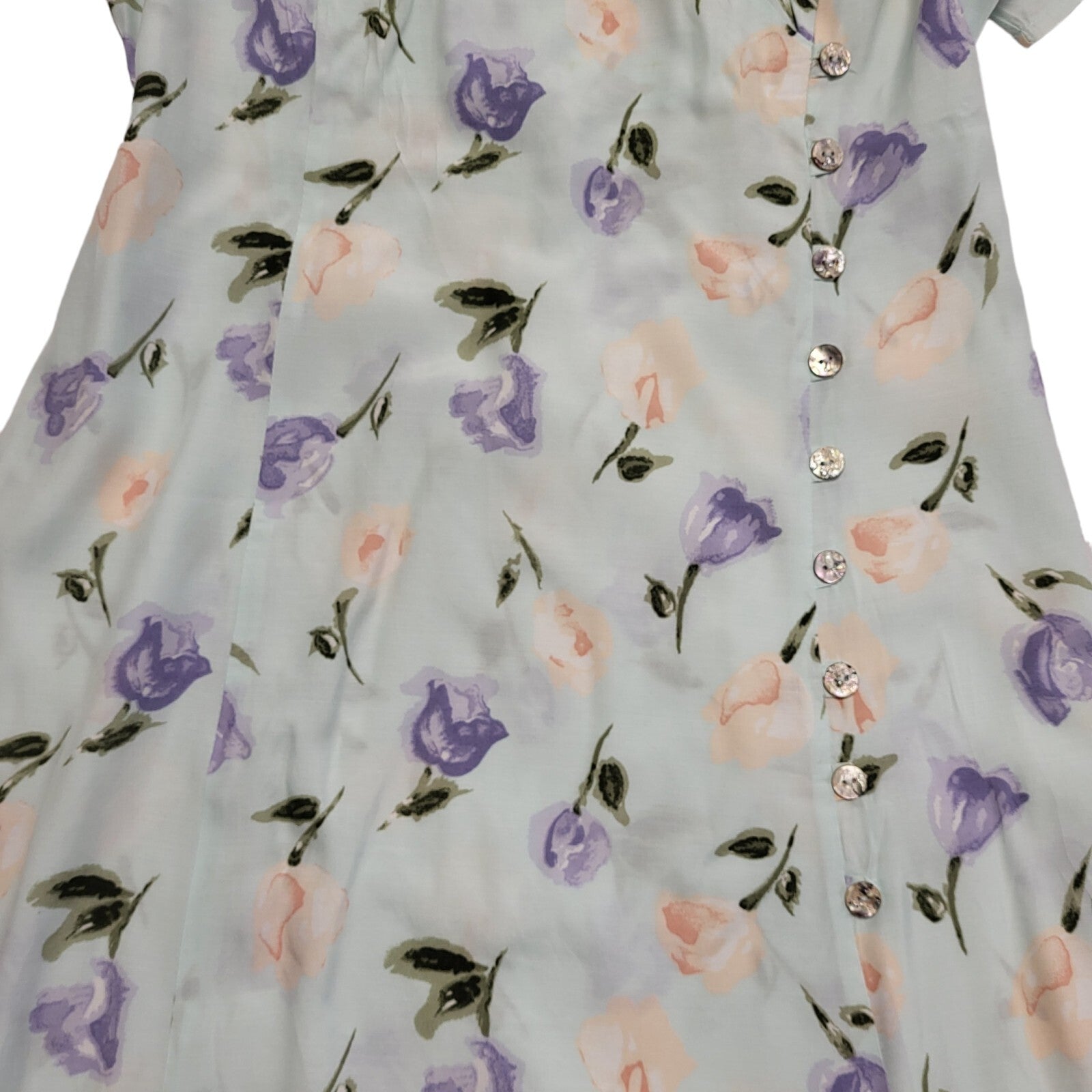 Toschini Vintage 80's Blue Short Sleeve Daywear Dress Uk Women's Size 16