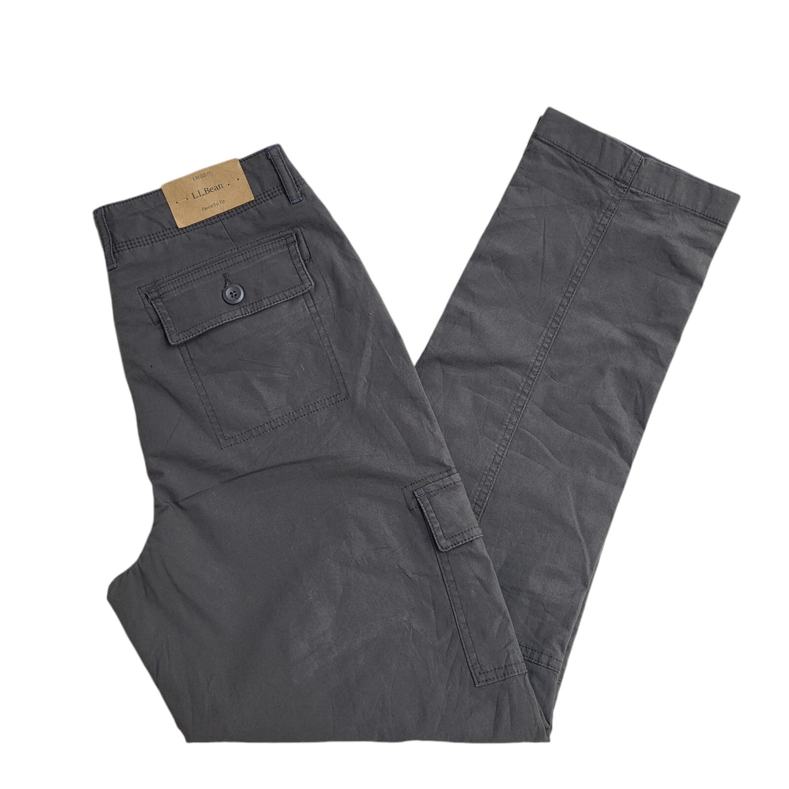 LL Bean 90s Vintage Grey Straight Leg Cargo Trousers Uk Women's 12 W30 L30 Bnwt