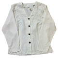 Etam 80s Vintage White Button Up Collared V-Neck Blouse Womens Size 10