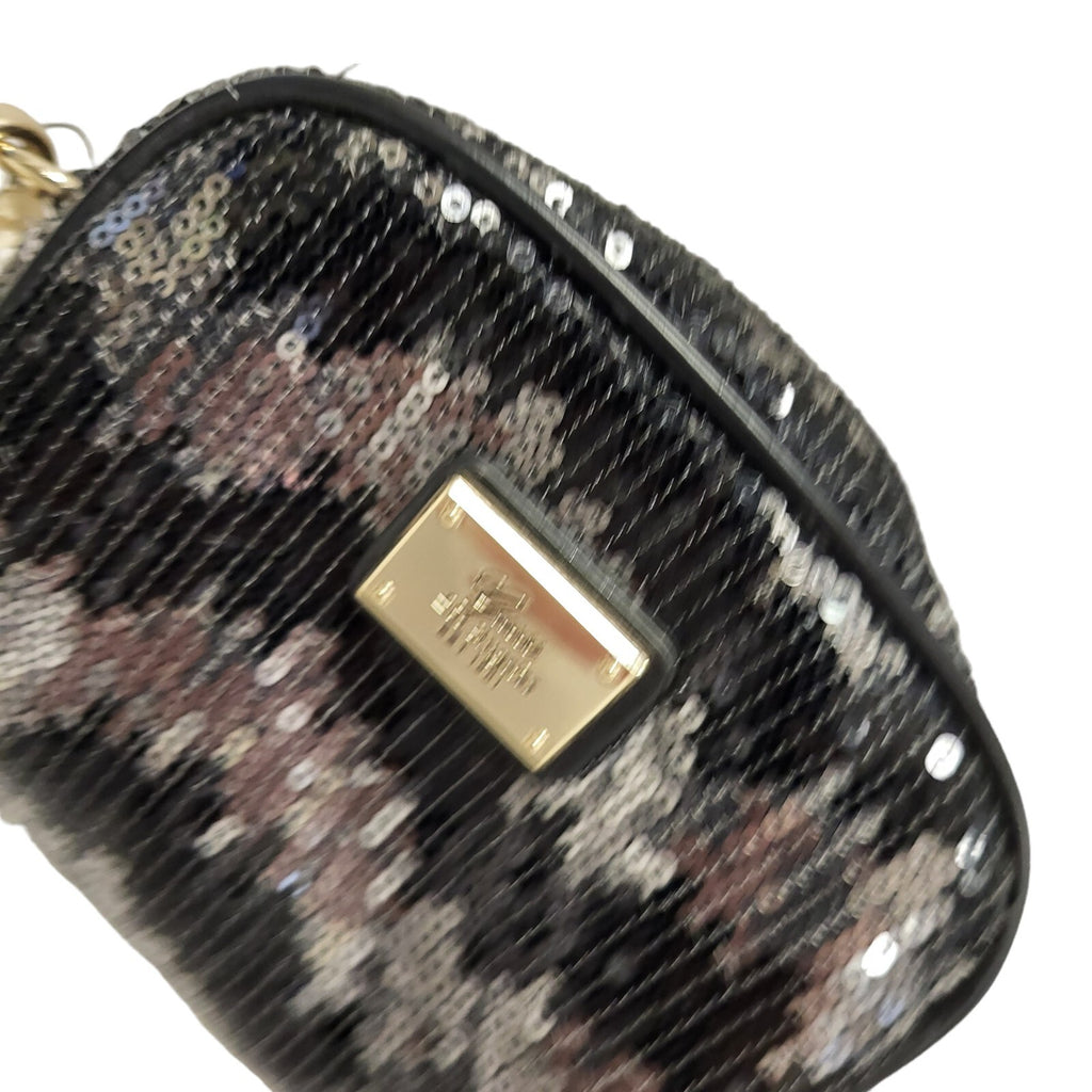 Guess Black Sequins Zip Micro Clutch Bag Uk Women's Size 5" x 4.5"