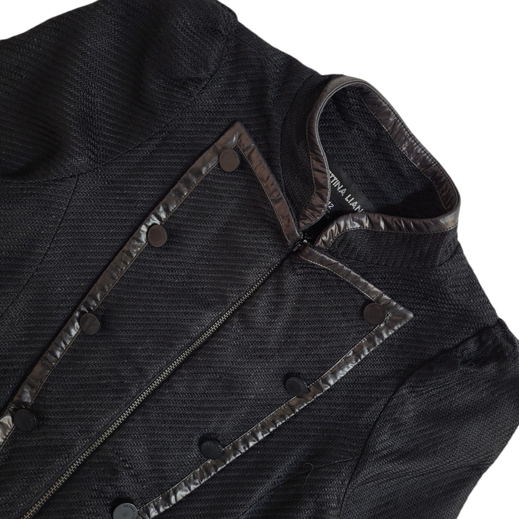 Bettina Liano 90s Black Button Full Zip Jacket UK Women's Size 12