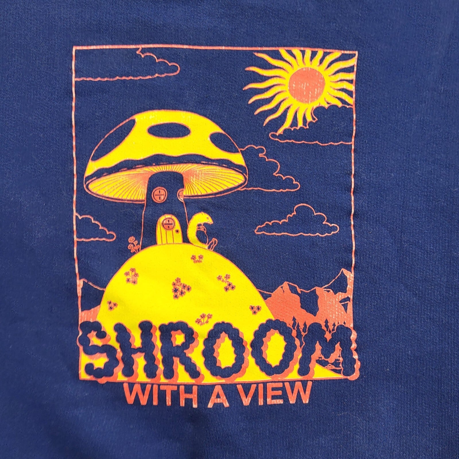 Blue Rinse 90's Shroom With a View Blue Cropped Sweatshirt Womens UK Size 16