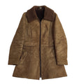 Vintage Brown 90s Zipped Suede Leather Coat Uk Women's Size Medium